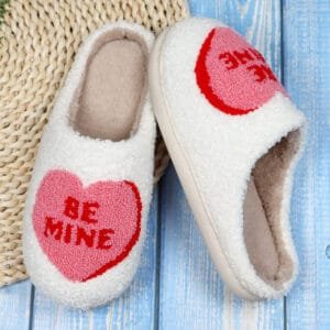 Valentine's Day Love Heart Cotton Slippers Spring AutumnWomen Indoor Slippers Man Cotton Soft Soft Slides Warm Home Shoes Couple Female Simple Plush Slipper