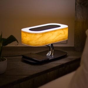 Lampe de table Creative Tree Light Enceinte musicale compatible Bluetooth Lampe de chevet Dimmable Téléphone Chargement sans fil Lampes de bureau